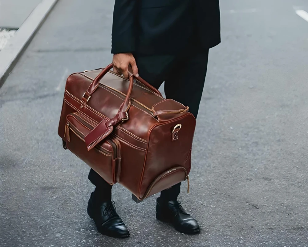 leather carry on with wheels