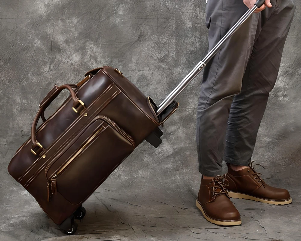 leather carry on suitcase