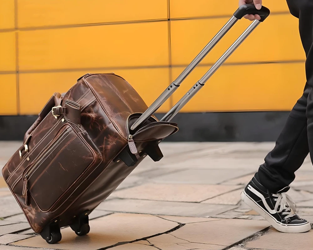 leather carry on with wheels